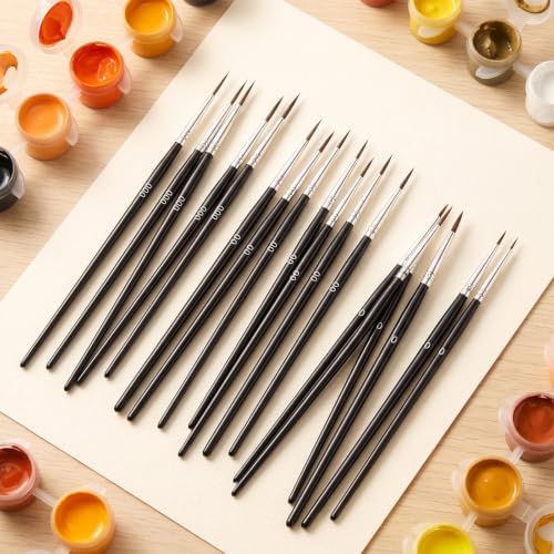 Gjinxi 72pcs Tiny Detail Paint Brushes Bulk Fine Tip with 3 Sizes #0#00#000