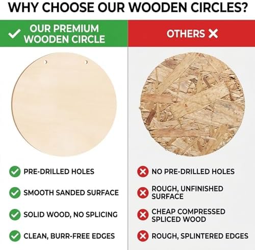 12 Inch Wood Circles for Crafts, 10Pcs Unfinished Wood Rounds for Cricut Projects, Burning, Painting, Door Hanger, DIY Wooden Crafts Gifts for Halloween Fall Holiday Home Decor (10PCS)
