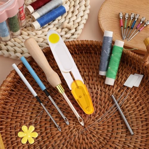 AUGSUN 13 Pcs Punch Needle Kit Embroidery Tool Set for Beginners Adults