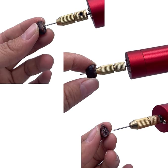 USB Mini Electric Drill Set for Resin Aluminum Rotary Tool with 6 Drill Bits Electrical Handheld Pin Vise Kit for Small DIY Drilling Projects Keychain Crafts Making (Red, Drill Press)