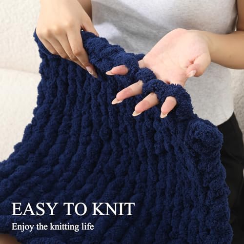 Chunky Yarn for Hand Knitting, No7 Thick Yarn, 250Grams 32Yards, Pack of 4, Perfect for Knitters and Crafters (Navy Blue)