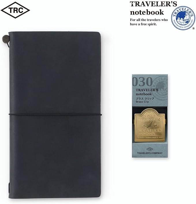 DESIGNPHIL Traveler's Notebook, Brass, Clip, Airplane Pattern 43090006