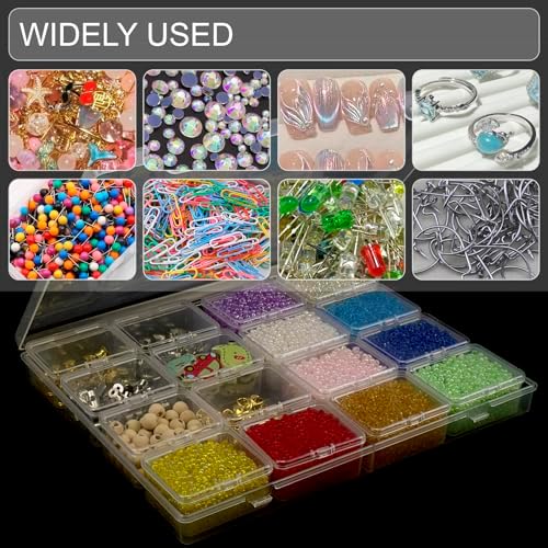 ZIIYAN Bead Storage Containers - 32 Clear Plastic Bead Organizer Boxes with Hinged Lid, Craft Organizers and Storage for Diamond Painting Art, Small Parts, Jewelry Charms