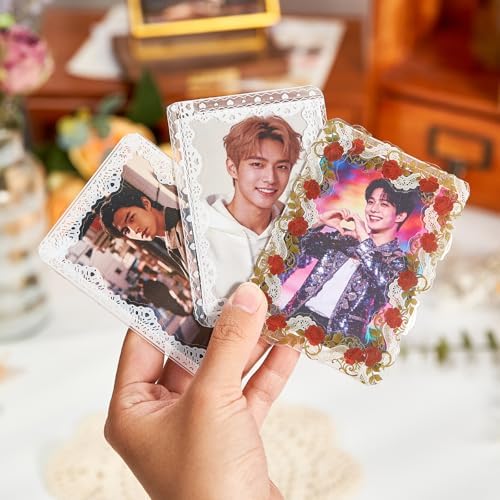 200 Pcs Vintage Lace Stickers for Kpop Photocard Deco | 100 White & 100 Colorful PET Border Stickers | 0.6 x 6 Self-Adhesive Lace Frame Stickers for Toploaders, Journaling, Scrapbooking & DIY Crafts
