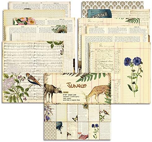 Vintage Woodland Creature Cute Decopodge Paper Pack 6x6, Christmas Deer Decor Floral Pattered Single-Sided Printed Scrapbook Paper Pad For Jurnals, Scrapbooking, Cardmaking Crafts Supplies-24s