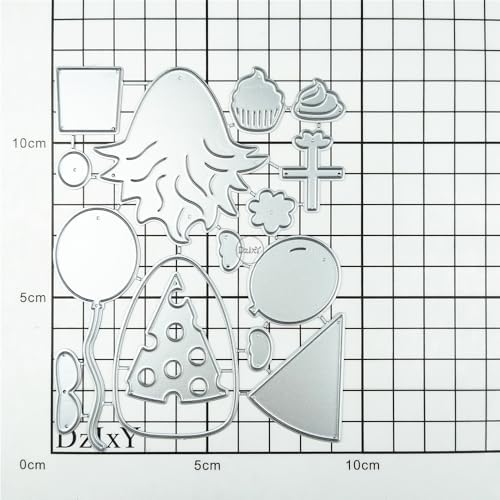 Patchwork Elf Balloon Cake Metal Cutting Dies for Card Making