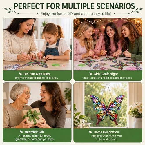 Butterfly Hanging Diamond Art Kits for Adults, Diamond Painting Suncatchers