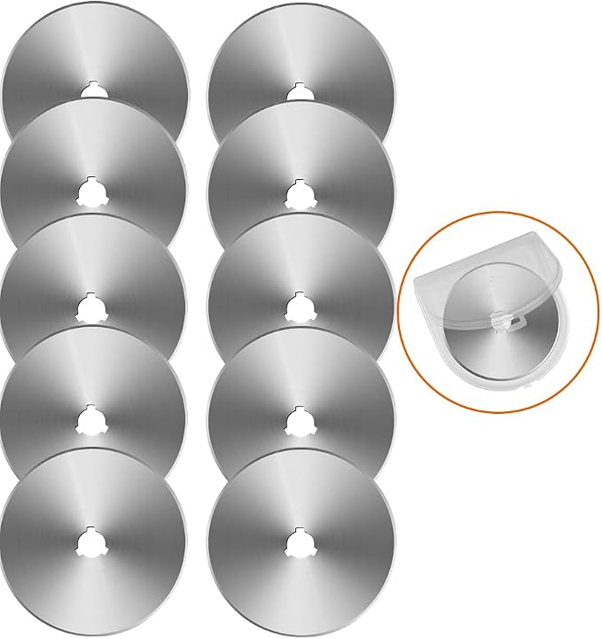 60mm Rotary Cutter Blades 10 Pack Replacement Blades Fits Fiskars, OLFA,Martelli,Dremel,Truecut,DAFA for Quilting Scrapbooking Sewing Arts & Crafts Sharp and Durable Cutter Blade