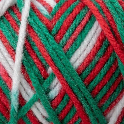 Craft County Size 4 (Medium) 100% Acrylic Fiber Yarn – Variety of Color and Pattern Options – Great for Crochet, Knitting, and Weaving (Mistletoe)