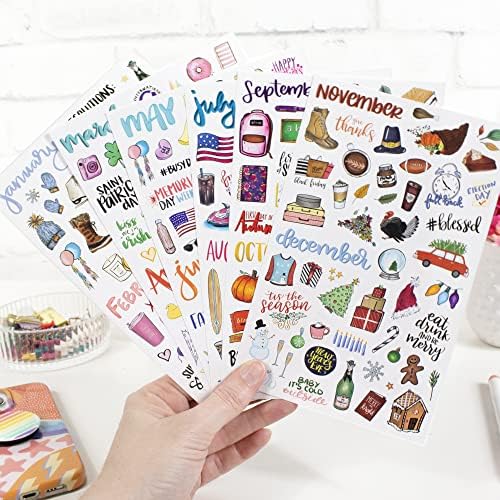 bloom daily planners Holiday Seasonal Planner Sticker Sheets - Vintage Seasonal Sticker Pack - Removable & Repositionable - Over 310 Stickers Per Pack!