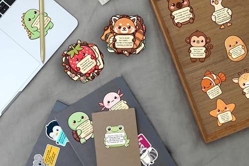 200PCS Emotional Support Animal Stickers by Puraesla– Affirmation Sticker Pack for Adults or Kids Cute Inspirational Buddies for Water Bottles, Laptops, Phones, Positive Quote Vinyl