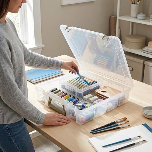 ArtBin Super Satchel 1-Compartment Craft Storage Box, Clear