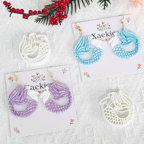 Xaekicr Dragon Mermaid Polymer Clay Cutters Set – Fantasy Clay Earring Cutters for DIY Jewelry Making – Polymer Clay Molds and Clay Tools