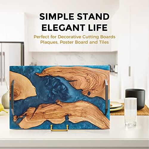 TR-LIFE 8 Inch Large Plate Stands for Display - Metal Plate Holder Display Stand + Frame Holder Stand for Picture, Decorative Plate, Platter, Plaques, Book, Photo Easel Tabletop (Gold 2 Pack)