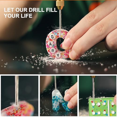LET'S RESIN 3-Speed Cordless Drill, 10Pcs Electric Resin Jewelry Drill | Rechargeable Small Drill with Deburring Tool, Hand Drill for Resin Jewelry Making, Keychain Making, Multi-Purpose Resin Tools