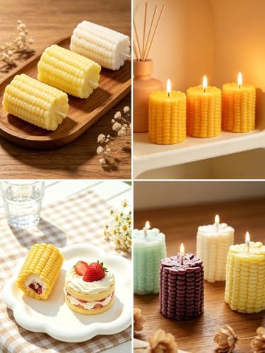 3D Corn Silicone Mold, 2 Pieces Corn Shape Candle Molds for Chocolate, Resin, Soap | Cute Bread Fondant Molds for Baking Baby Shower & Birthday Party DIY Crafts (Half Corn)