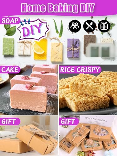 Silicone Soap Molds Set of 3, with 10 Soap Boxes for Homemade Soap,DIY Rectangle Soap Molds for Soap Making, 6 Cavity Mold for Craft Soap Mold, Chocolate & Ice Cube Trays(Blue, Purple & Pink)