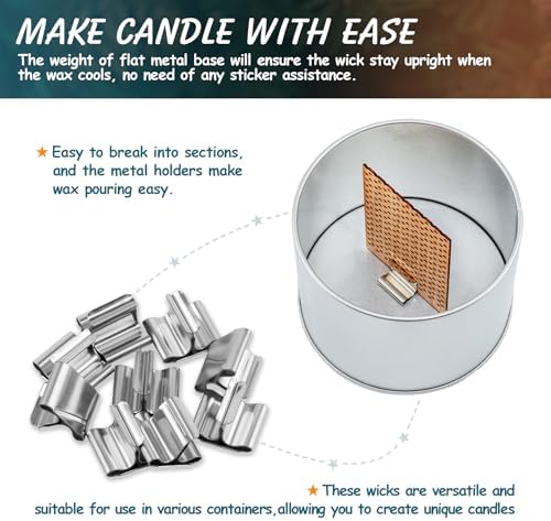 10 Set Wood Candle Wick Grid Design Large Wooden Wick 1.6x2.4inch / 40x60mm (Width*Height), Natural Crackling Wood Wick Core with Iron Stands for Soy Candle Making Handmade Candles Supplies