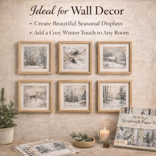 Scrapbook Paper Pad, 6x6 Inch, Single-Sided Decorative Craft Paper, 24 Sheets for Scrapbooking, Cardmaking & DIY Crafts - Winter Gray