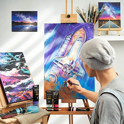 ARTEZA Metallic Acrylic Paint Set, 8 Vibrant Colors, 4.06 oz High-Viscosity