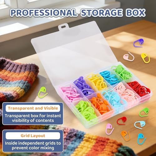 LKbeuuu 200 Pcs Locking Stitch Markers Set, Comes with a Storage Case