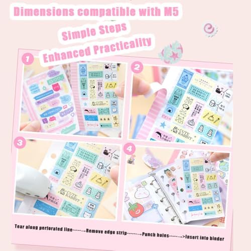 30 Sheets Cartoon Aesthetic Sticker Book - Cute Kawaii Scrapbook Stickers, Adhesive Notes & Memo Pads for Planner, Journal, Photo Album, Water Bottle DIY Crafts (Little Wishes Pink)