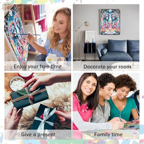 GOUOYANA Paint By Numbers Kit for Adults-Skull THE Gemini Funny Canvas | Adult Paint by Number Kits on Canvas for Painting DIY Skull THE GEMINI Painting Art by Numbers for Home Wall Art Gift12X16in