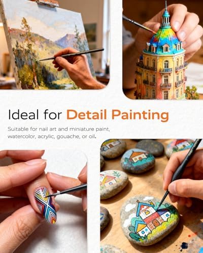 JusArt 16-Piece Detail Paint Brush Set, Miniature Paint Brushes for Models, Acrylic Oil Watercolor, Professional Fine Detail Brushes for Adults & Miniature Painters