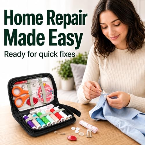 LEIYULY Sewing Kit for Adults, Needle and Thread Kit, Sewing Supplies (45_Black)