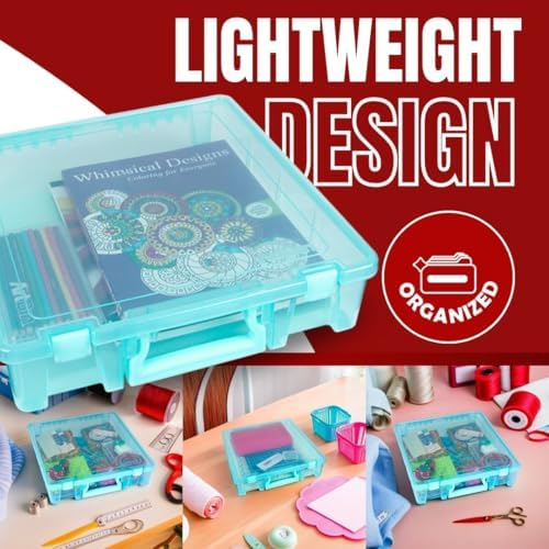 ArtBin 6955AA Super Satchel 1-Compartment Box, Art & Craft Organizer, Translucent Aqua (Pack of 3)