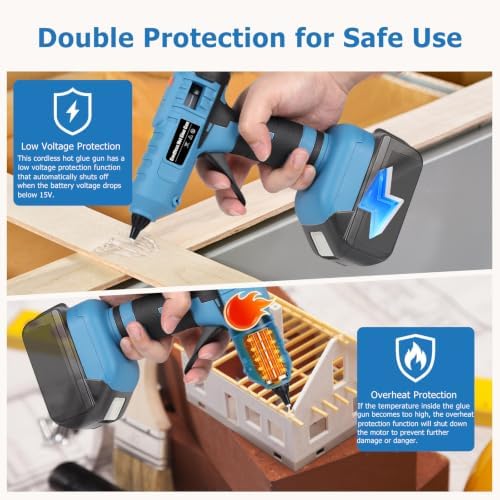 100W Cordless Glue Gun for Makita 18V Battery Users – 60s Heat-Up, Anti-Drip Nozzle, 15V Low Battery Protection, 20 Glue Sticks | DIY Crafts, Home Repair, Holiday Decor, Floral Arrangements