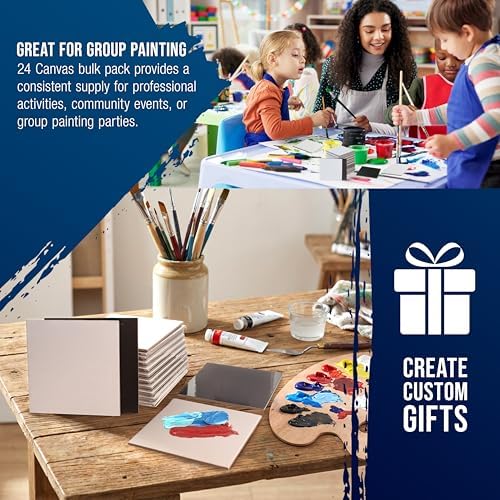 U.S. Art Supply Mini Magnetic Canvas Panels, 24 Pack, 4x4 Inch Square