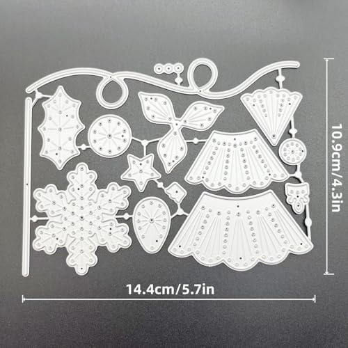 Lapoo Christmas Metal Cutting Die for Scrapbooking, 3D Backgrounds Frame Cutting Dies DIY Album Card Making Decor Paper Metal Die Cuts Party Wedding Decorations (Trees & Lights 5.7 x 4.3 in)