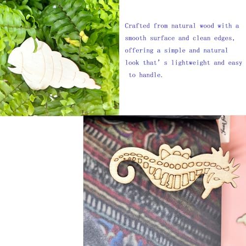 54PCS Ocean Unfinished Blank Wooden Cutouts Craft for Kids | suit for Children's Painting DIY Room Decoration Gift Giving Surprise (54Ocean)