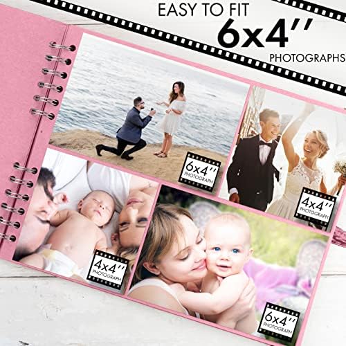 Bstorify Square Scrapbook Photo Albums 50 Pages (11 x 8.5 Inch) Pink | Hardcover with Thick 200 GSM Kraft Paper, Ideal for Your Scrapbooking Albums, Art & Craft Projects (Pink, 11 x 8.5 Inch)