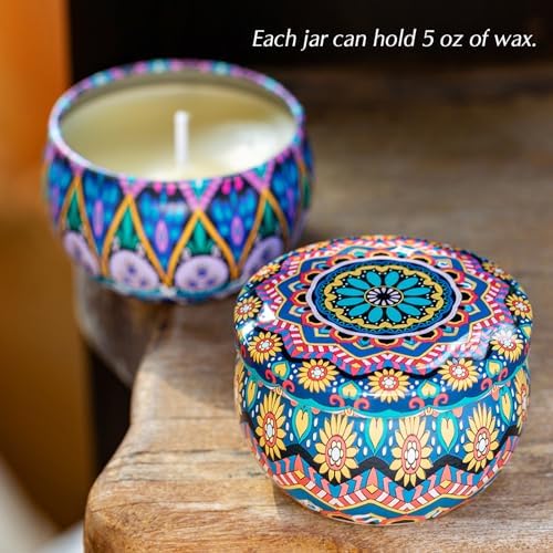 Happyhube Empty Candle Tins for Making Candles, 24 Pack 5 oz Metal Containers, Travel-Friendly Rust-Proof Tins with Lids (Yellow & More)