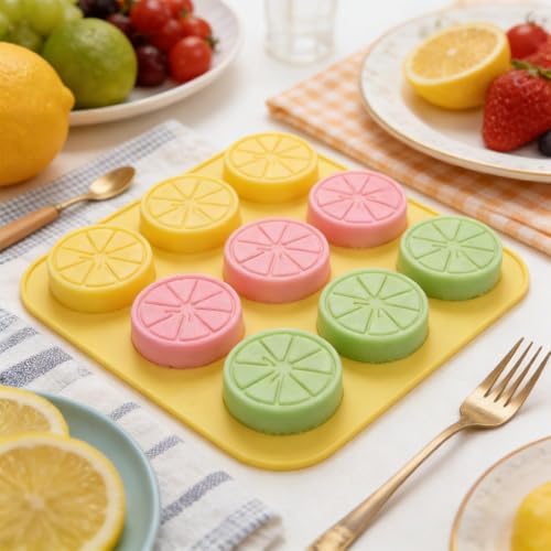 2PCS Silicone Lemon Ice Molds, 6-Cavity Fruit Lemon Shaped Chocolate Molds for Ice Cube, Candy, Jelly, Dessert, Cupcake and Cake Decoration