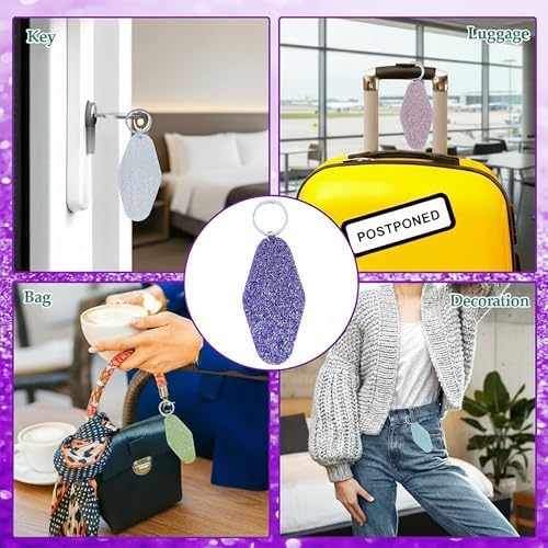 Glitter Acrylic Motel Keychains Bulk,Colorful Diamond Shaped Keychain Tags with Rings Blank Plastic Keychain for DIY