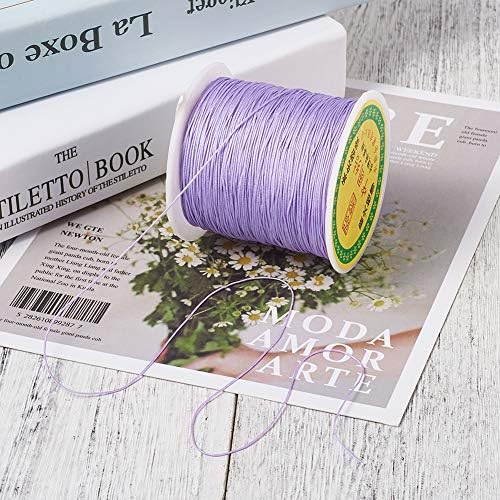 150 Yards 0.5mm Braided Nylon Cord Rope Friendship Bracelet String Lilac Macrame Cord for Necklace Bracelet Jewelry Craft Making