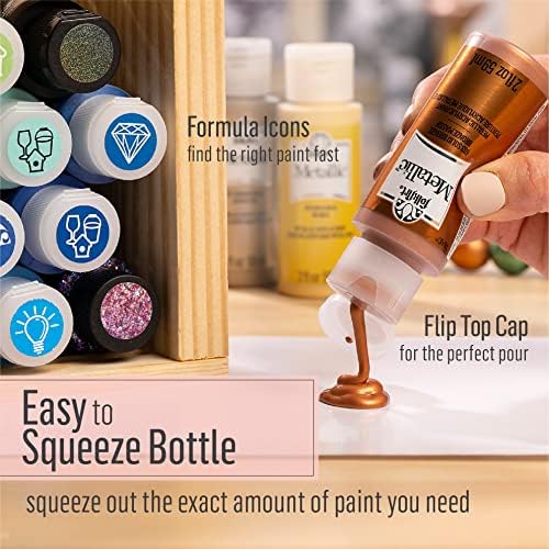 FolkArt Acrylic Paint in Assorted Colors (8 oz), Pure Gold, (Pack of 2)