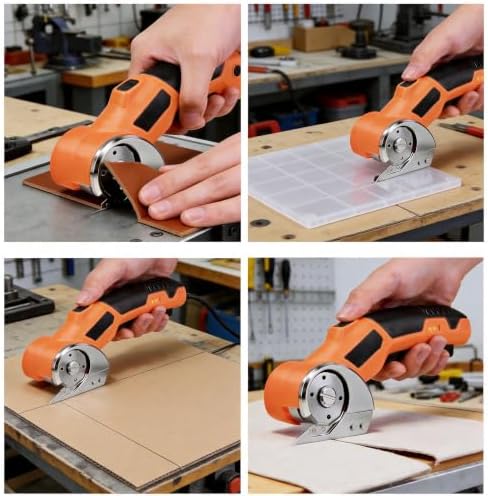 Cordless Electric Scissors, Rechargeable Rotary Cutter for Cloth Paper Leather Carpet Plastic, Portable Wireless Cutting Tool, 320RPM, 0.26"Cutting Depth, 3000mAh Battery for DIY Craft Sewing Home Use
