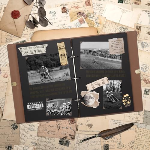 Vienrose Photo Album Scrapbook Kit, 9x6.5 Inch, 100 Pages, Black