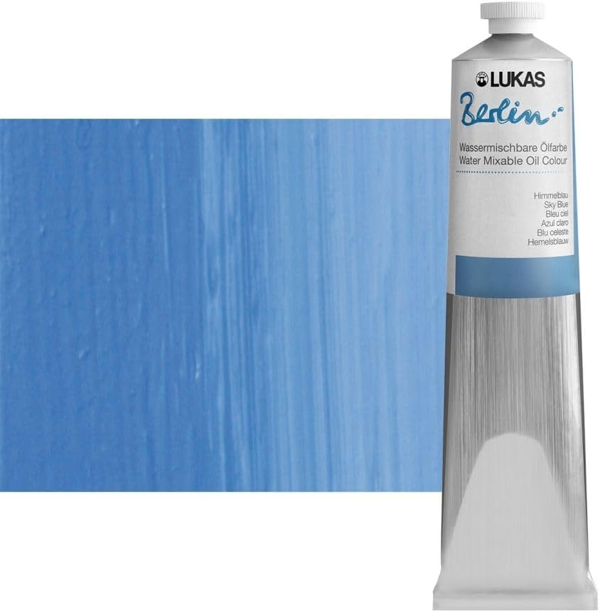 LUKAS Berlin Oil 200 ml – Water Mixable Oil Paint in Premium Quality – Sky Blue