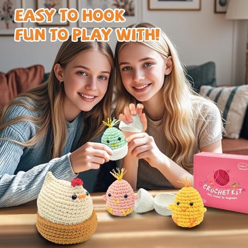 SGIBYN Crochet Kit for Beginners, Chicken Animals Amigurumi Set with Video