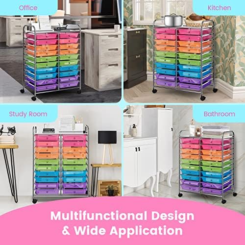 COSTWAY 20-Drawer Rolling Storage Cart, Utility Storage Organizer Cart