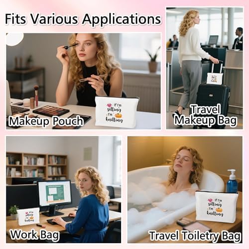 Knitting Gifts for Knitters Makeup Bag - Crochet Gifts for Crocheters Knitters Crochet Lovers Cosmetic Bag for Purse Travel Toiletry Bags Crochets Knittings Supplies Stuff If I'm Stitting I'm Knitting