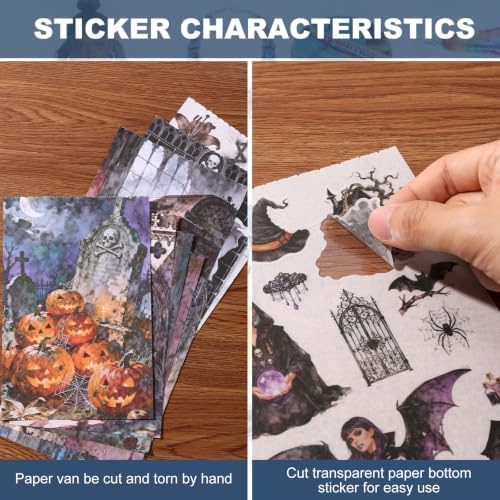 Dark Aesthetic Gothic Stickers 400 Pre-Cut Halloween Washi Stickers