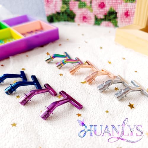 Huanlys 18PCS Diamond Art Pens Tools Diamond Painting Accessories Kits with Screw Steel Rose Gold Metal Tip Nibs Placers Roller Tool Accessories (Blue Silver 3)