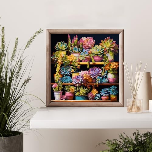 Possoco Paint by Numbers Kit for Adults Beginner Plants, Succulent Easy Adult Paint by Number Kits on Canvas, DIY Acrylic Watercolor Oil Paint by Number for Adults Teens for Home Decor 16x16 Inch