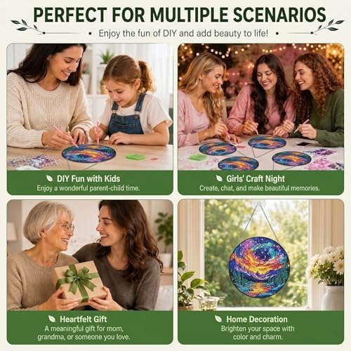 HMZephitiquc Aurora Hanging Diamond Art Kits for Adults, Special Shaped Crystal Diamond Painting Suncatchers, 5D Gem Art for Adults, Sun Catchers DIY Craft Kits for Gift Home Decor
